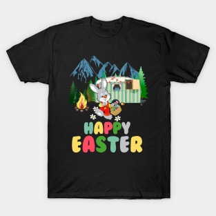 Camping Happy Easter Bunny Eggs T-Shirt